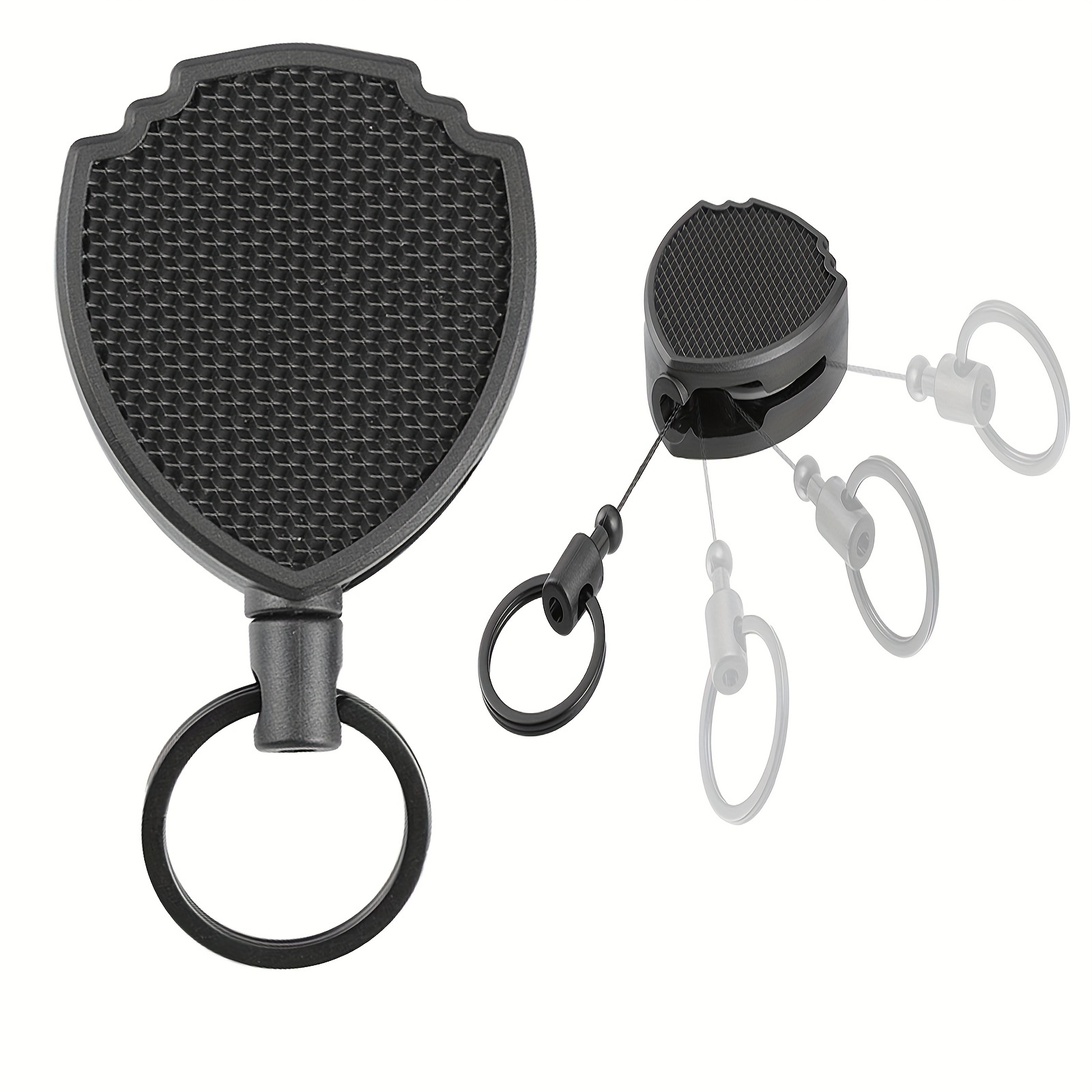 1pc Heavy Duty Retractable Keychain For Men, Black Carabiner Badge Reels  Retractable With Clip For Men, ID Badge Holder Reel With 23.6 Retractable  Ny