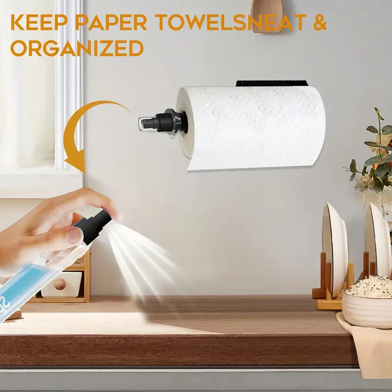 Toilet Paper Holder With Spray Bottle, Under Cabinet Paper Towels Rack With  Sprayer Inside Center, Hanging Wall Mounted Tissue Roll Holder For Kitchen  And Bathroom, Bathroom Accessories - Temu