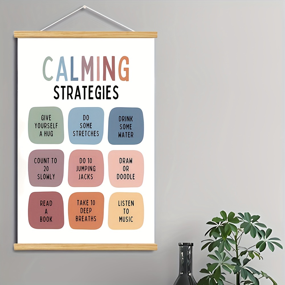 Wooden Frame Calming Corner Strategies Poster Chart Therapy - Temu Canada