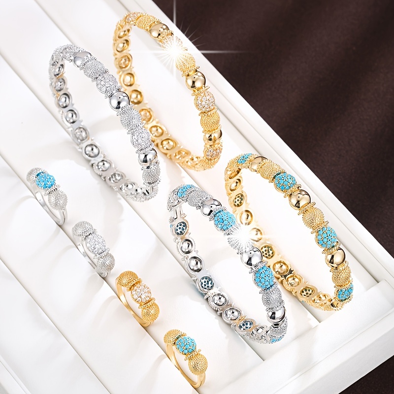 Geometric Semicircular Bracelet & Ring Set