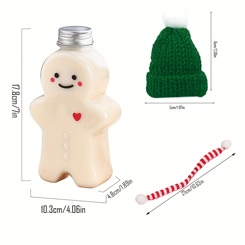 Christmas Gingerbread Man Portable Shaker Drink Bottle Plastic Transparent  Bottle Milk Tea Sealed Bottle Beverage Thickened