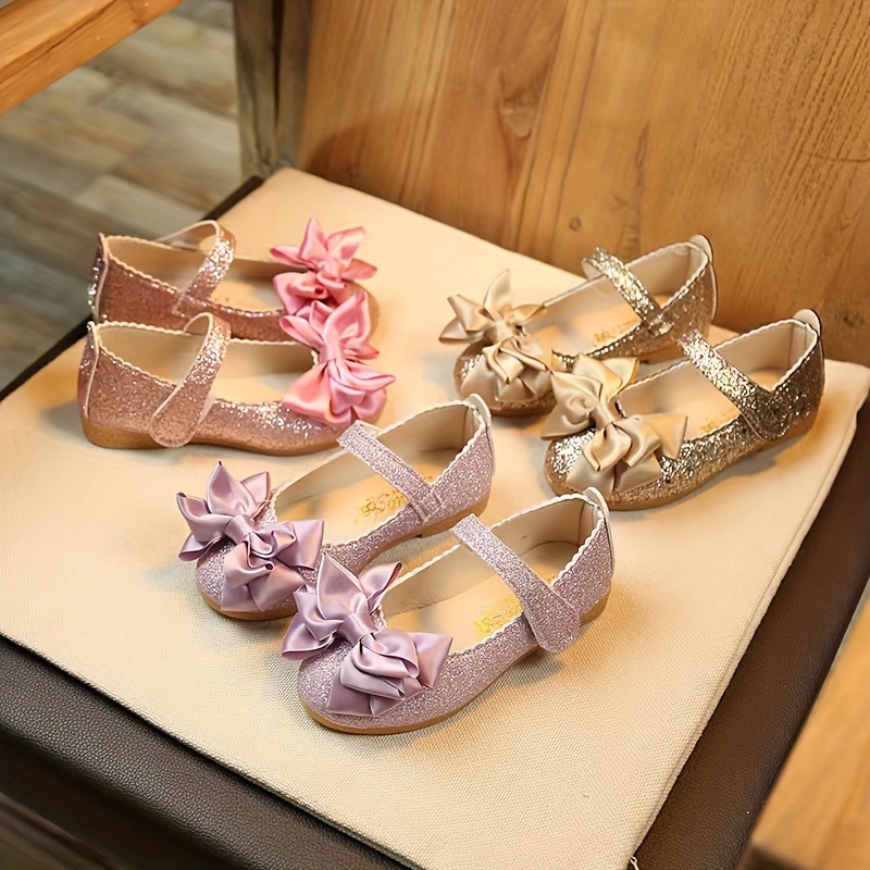 DAPHNE Zapatos de princesa de lentejuelas informales elegantes para niñas  con lazo, Calzados antideslizantes para caminar, sandalias para actuación de