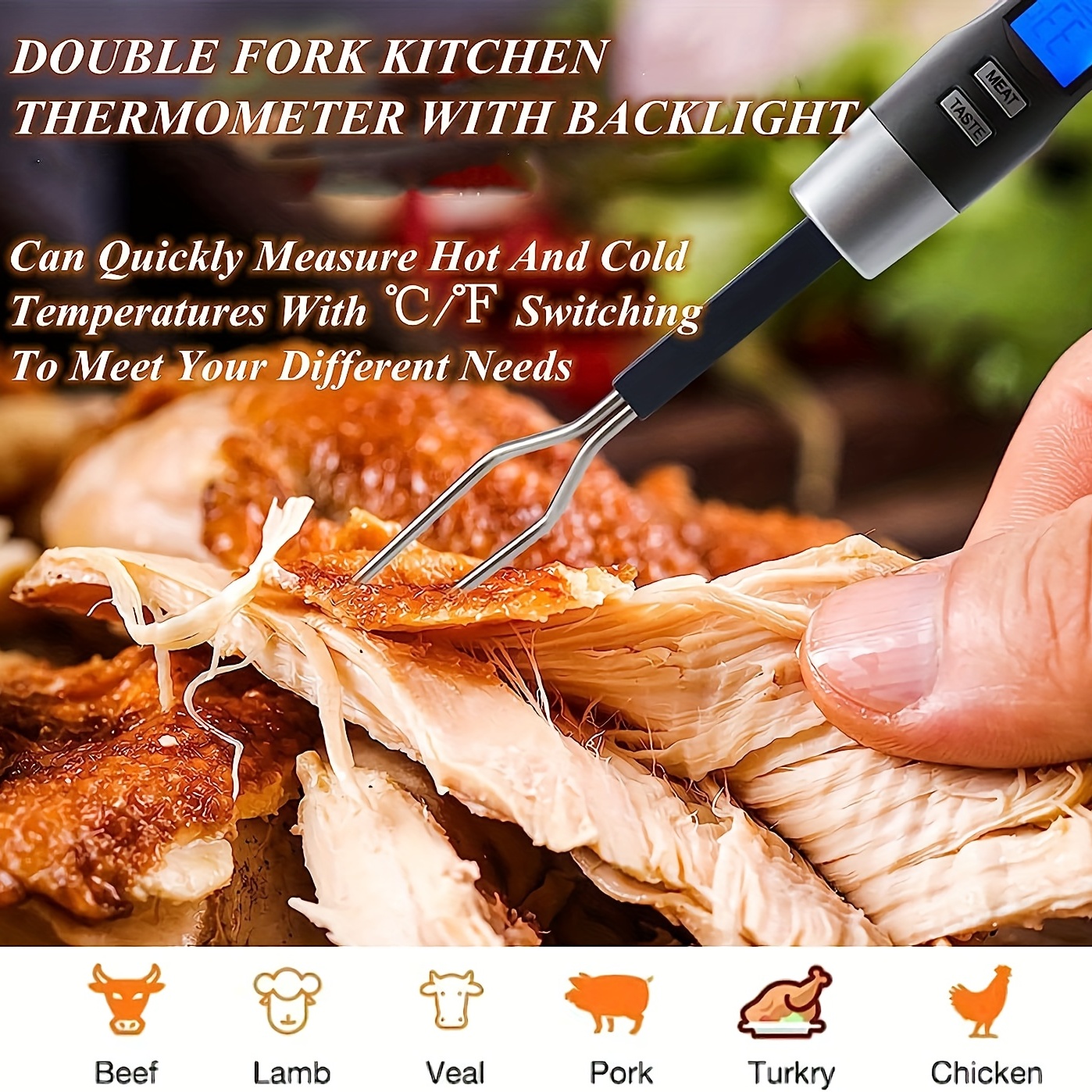  Digital Meat Thermometer Fork for Grilling and