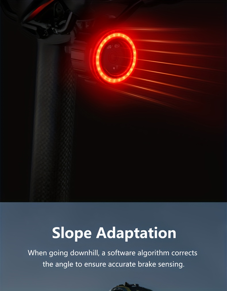 TWOOC Smart Bike Rear Light, Auto Start Stop Brake Sensing LED Charging Cycling Smart Bicycle Taillight