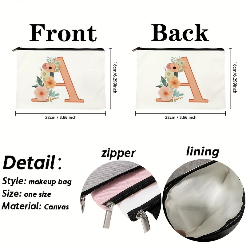 Floral A z Letter Print Makeup Bag Bridesmaid Makeup - Temu