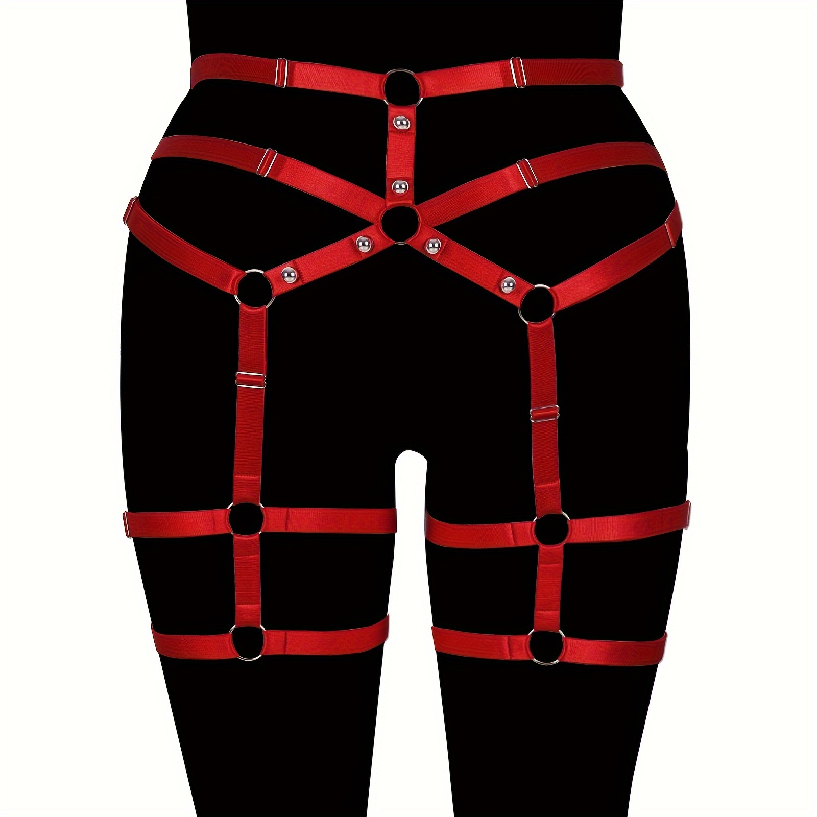 Sexy Elastic Thigh Harness Women Punk Solid Color Garter - Temu