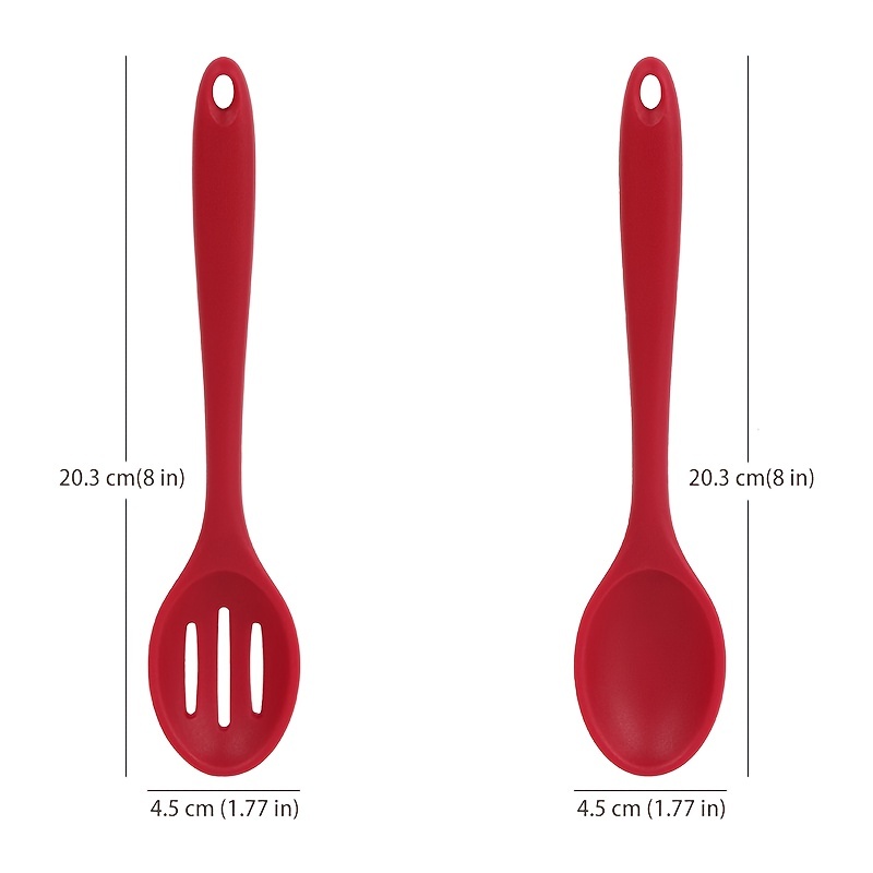 4 Pieces Silicone Slotted Spoons Silicone Nonstick Mixing Spoon