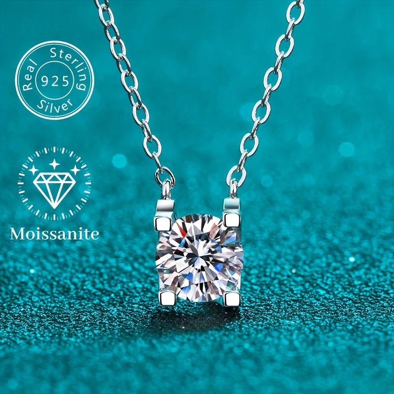 100% Moissanite Necklace 925 Sterling Silver 3CT Round Cut Diamond