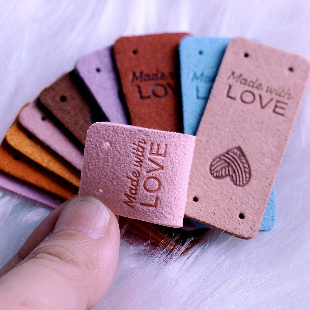 

/100pcs Heart-shaped Microfiber Tags With Leather Labels - For Crochet, , Jeans, Bags, Shoes, And Hats - , -themed, And