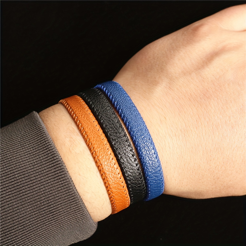 Men's Leather Braided Bracelet Bangle Jewelry