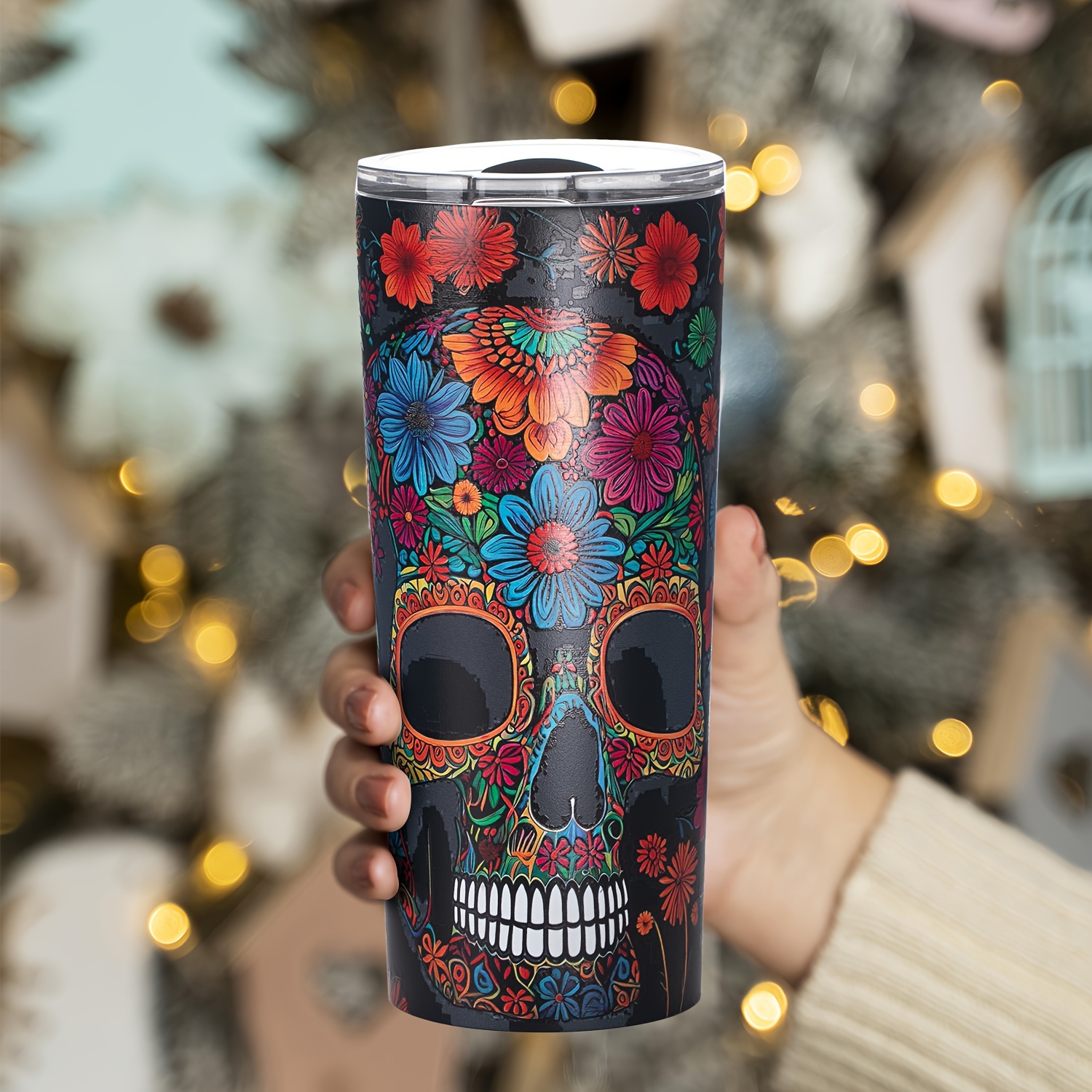 Double Walled Skull Tumbler With Lid And Straw - Perfect For Summer And  Winter Drinks, Travel, And Halloween Decor - Temu