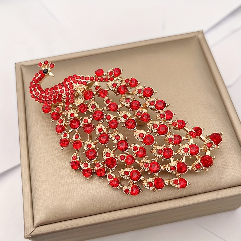 Red Rhinestone Garment Brooch