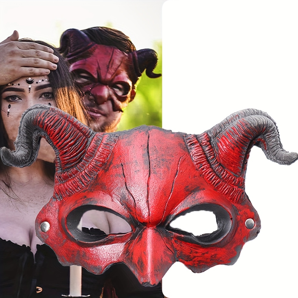 Red Devil Full Mask Head Demon Ball Party Halloween Cosplay Props Latex  Satan