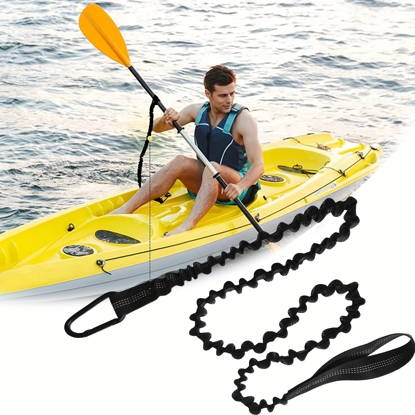 Stretchable Kayak Paddle Rod Leash Coiled Lanyard Hook - Temu