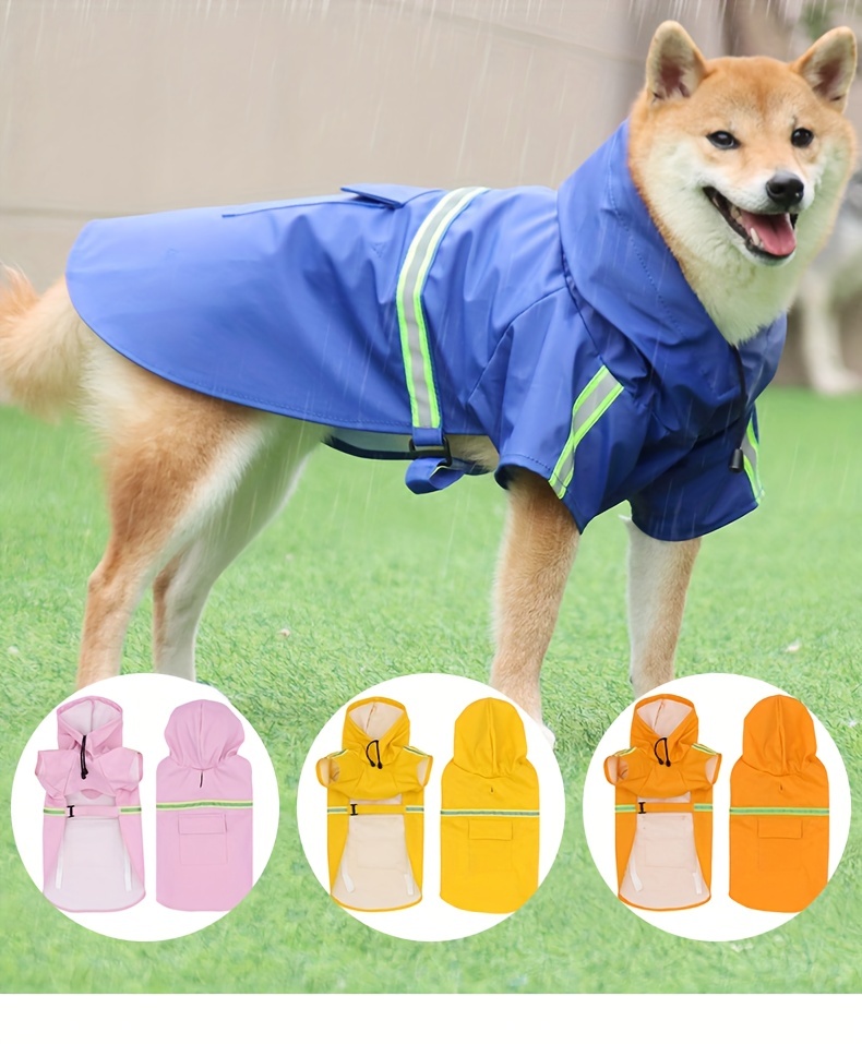 fashionable pet hooded raincoat dog raincoat cape style reflective dog clothing to keep your dog dry and comfortable on rainy days details 14