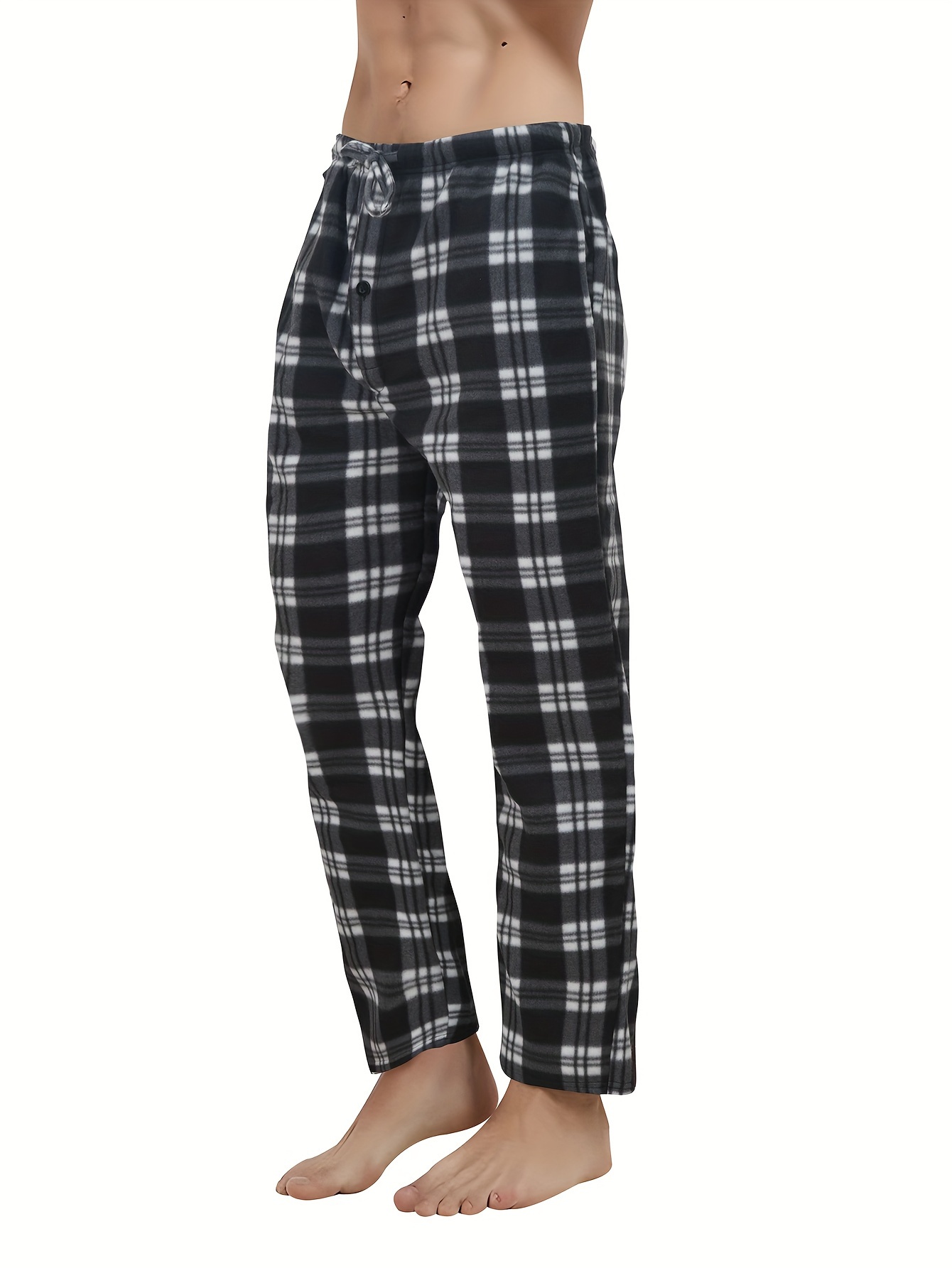 Men's Pj Pajama Pants Bottoms Fleece Lounge Pants Sleepwear - Temu Canada