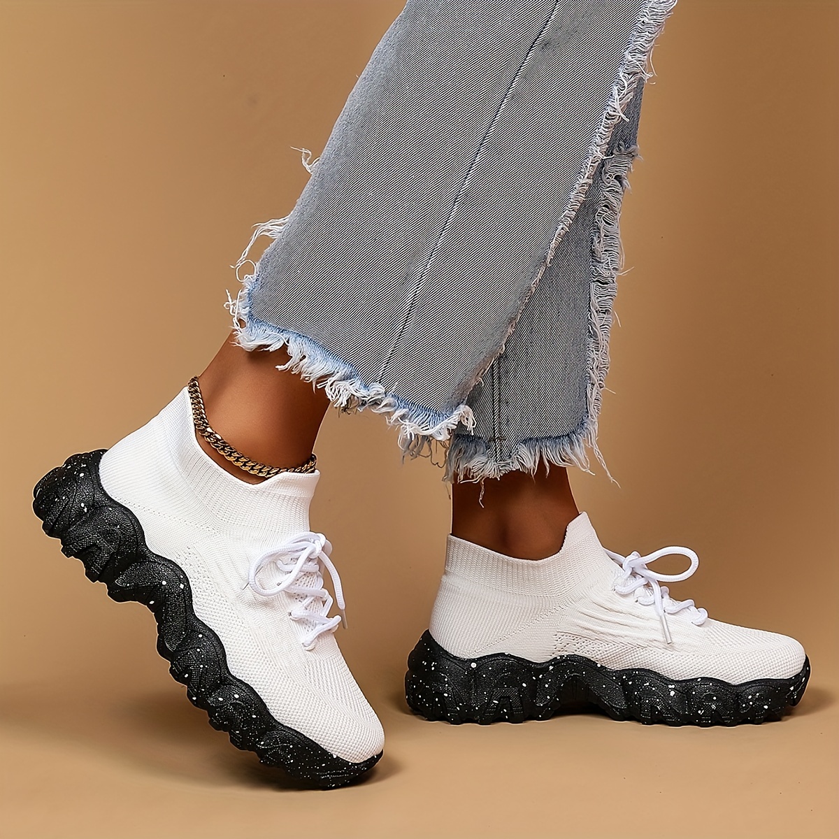 Women's Knitted Running Shoes Breathable Walking Shoes