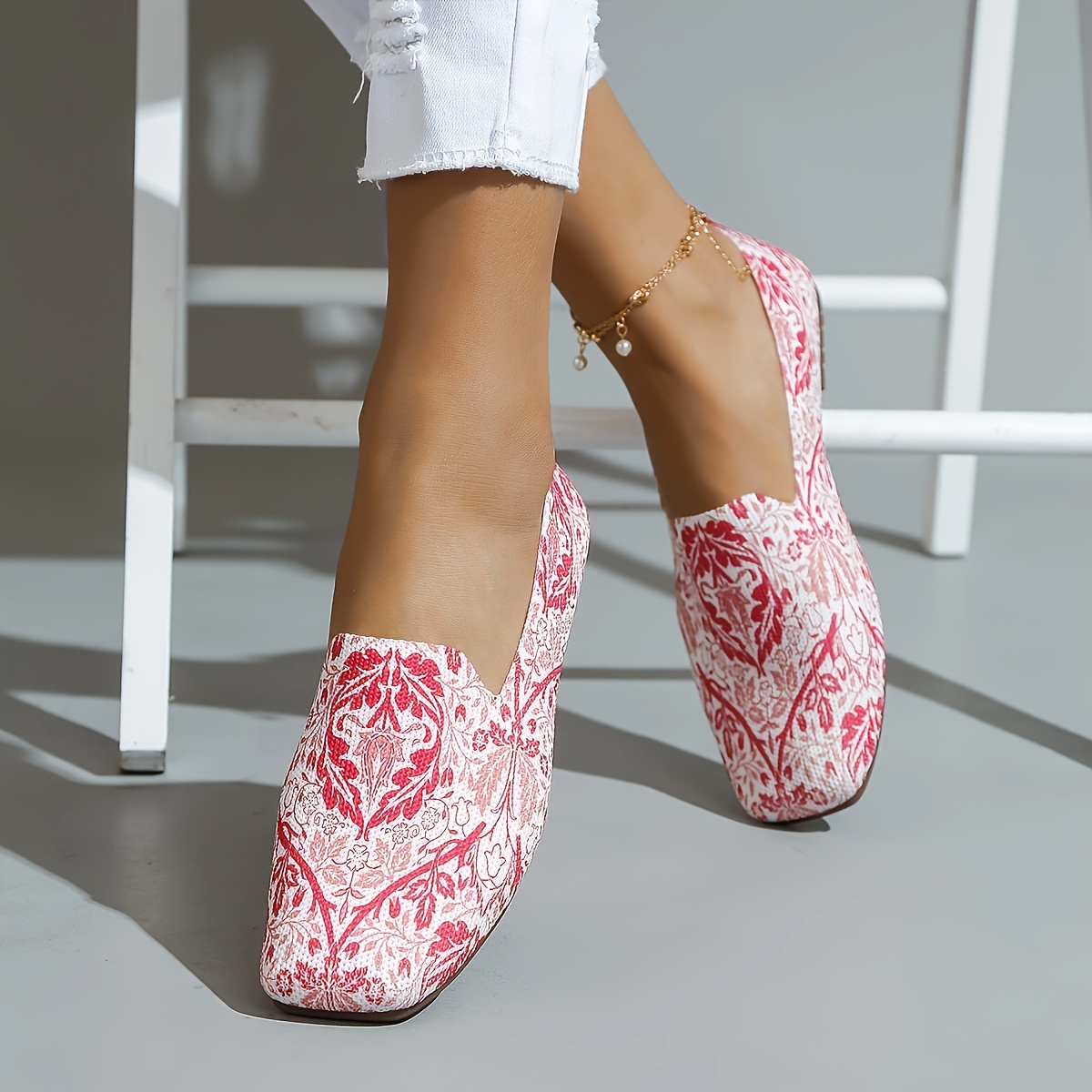 Women Floral Print Flat Shoes - Temu