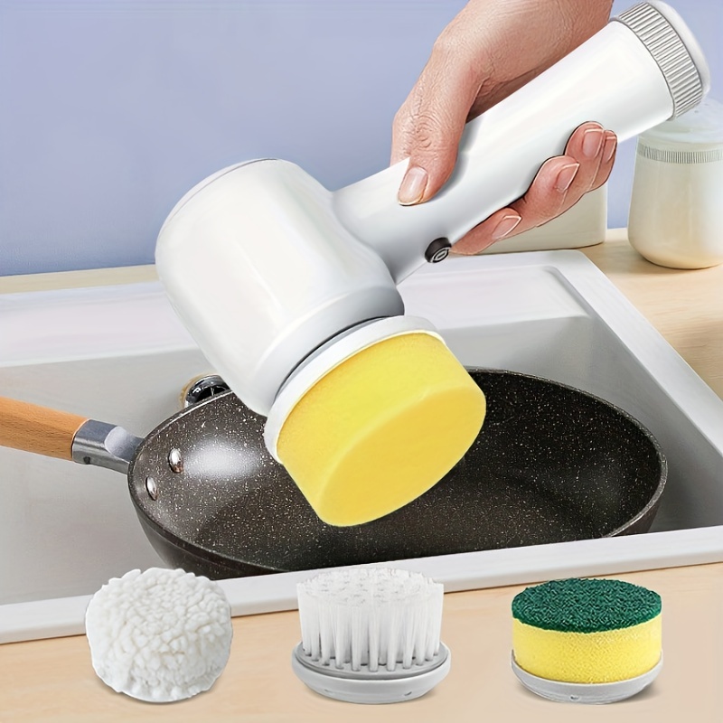 4-in-1 Cordless Electric Spin Scrubber For Kitchen, Bathroom, And