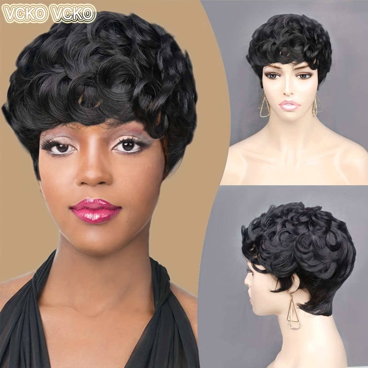 Short Pixie Cut Wigs For Women Synthetic Short Curly Hair Wigs Glueless  Synthetic Heat Resistant Pixie Cut Wigs