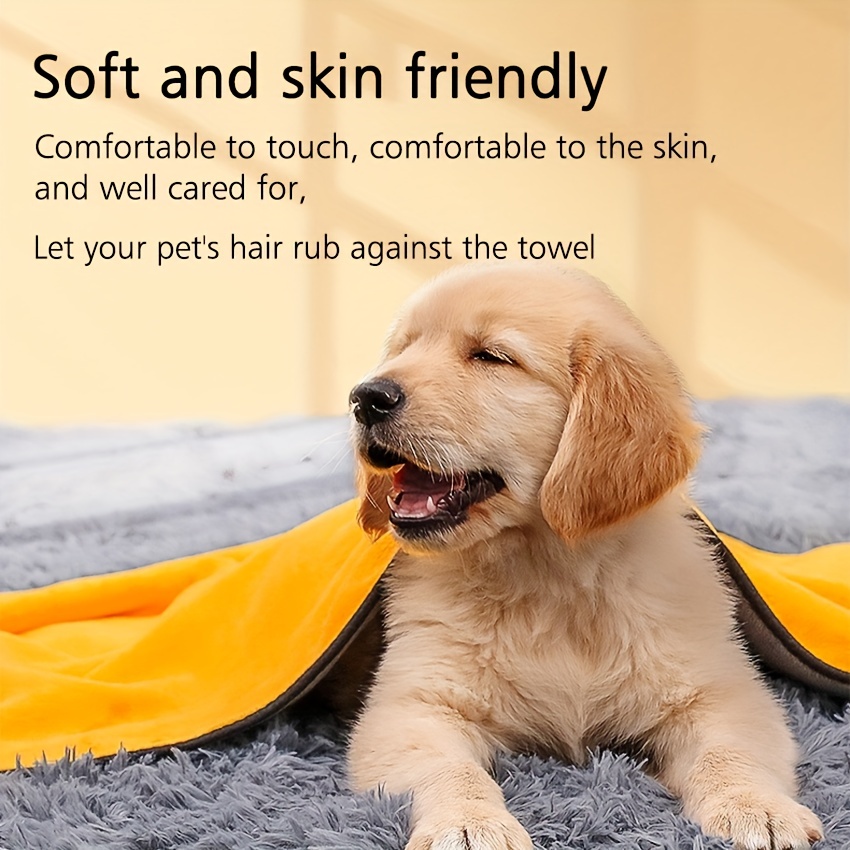 Microfiber Pet Bath Towel for Small Dogs and Cats Yellow Grey