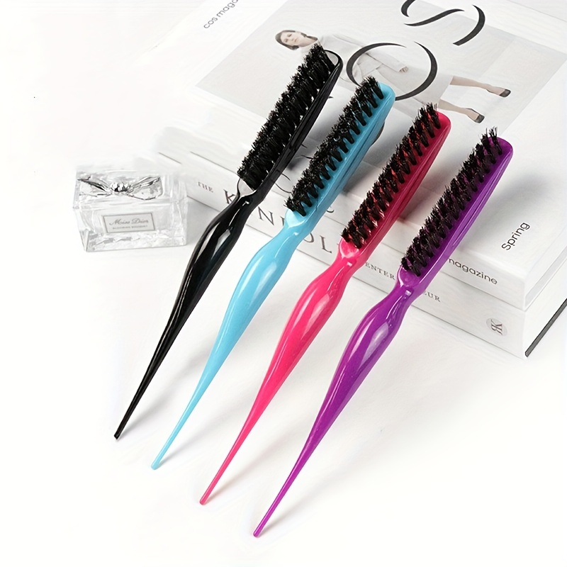 Plastic Black Handle Nylon Bristle Brush Hair Comb Designed - Temu