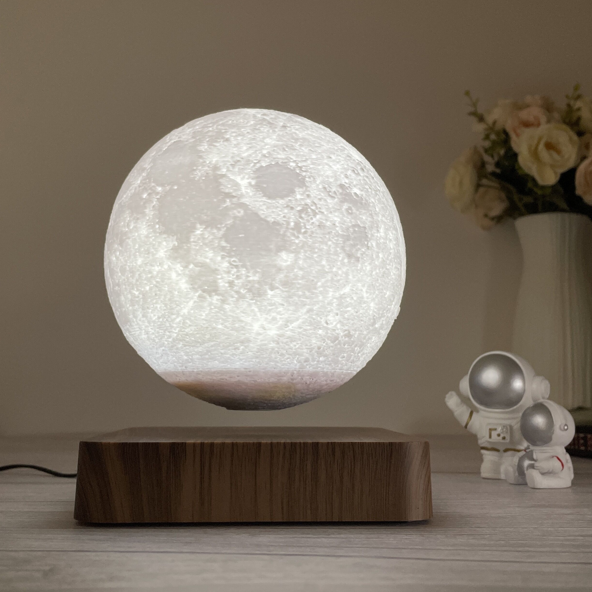 1pc levitating moon table lamp magnetic floating night light with 3 lighting modes 3d printed levitation bedside table lamp for office bedroom home decoration details 8