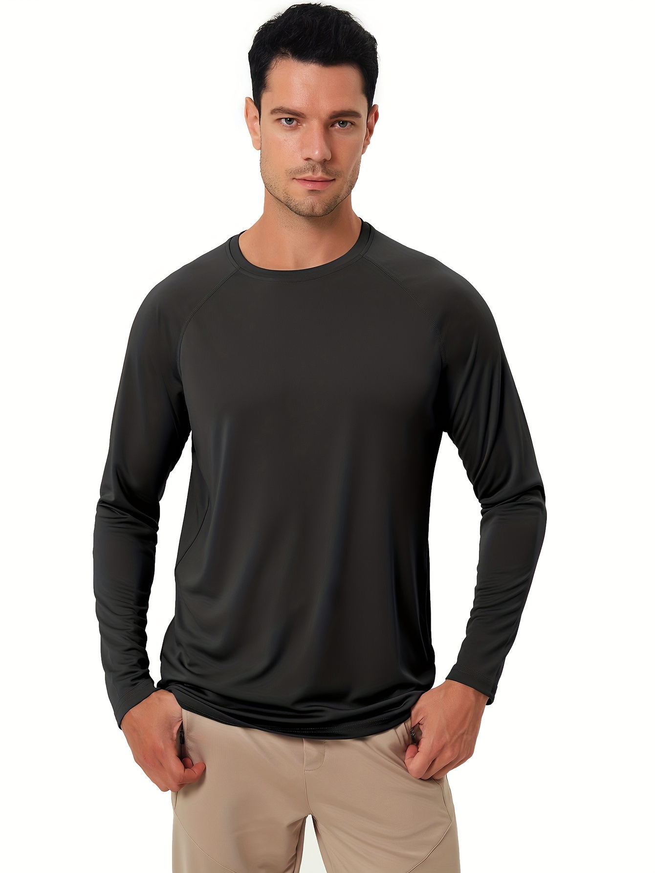 Men's Running Long-sleeved T-shirt UV Protection (UPF 50+) Black