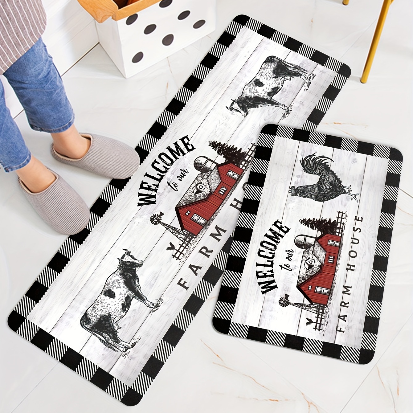 Farmhouse Kitchen Mat Non Slip Thick Kitchen Rugs And - Temu