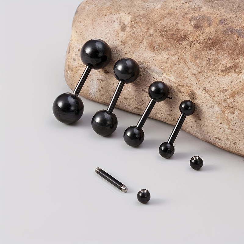 5pcs Stainless Steel Balls Ear Stud Earrings, Barbell Shaped