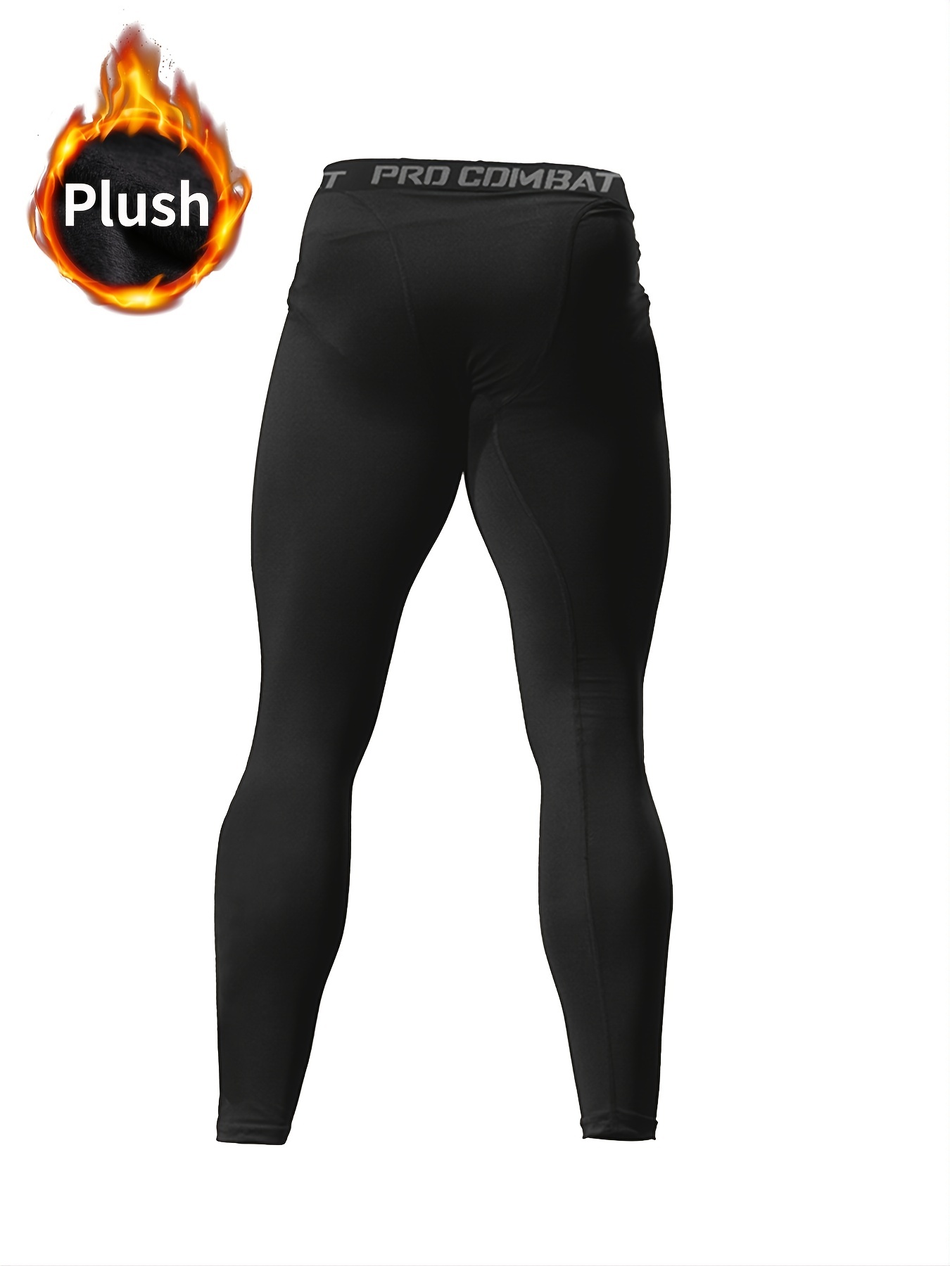 Men's Compression Fleece Leggings Warm Supportive Running - Temu