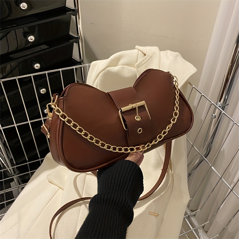 Y2k Chain Crossbody Bag, Fashion Pu Leather Shoulder Bag, Women's