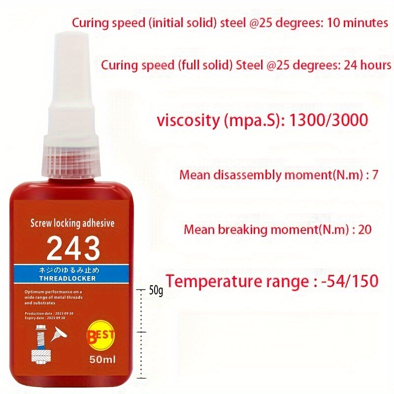 1pc 50ml 1 75pz Loctite 243 Screw Adhesive 243 Anaerobic - Temu