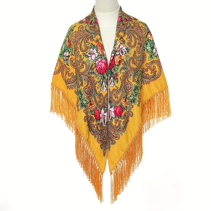 Bohemian Tassel Wrap Vintage Square Large Blanket Scarf