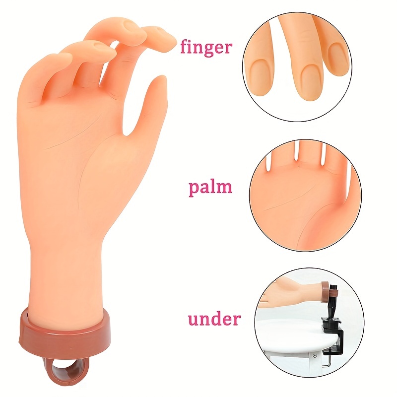 Nail Practice Hand for Acrylic Nails, Mannequin Hands for Nails Practice,  Flexible Fake Hands to Practice Fake Nails Bendable Fake Hand Manicure  Practice Hands Nail Art Training Hand 1Pc Single Hand