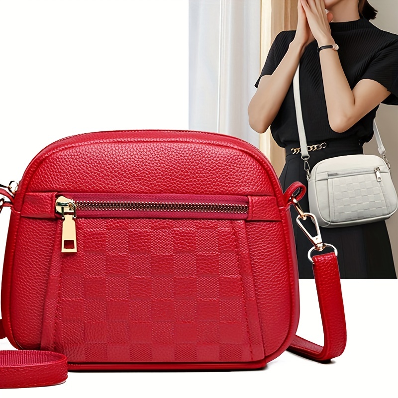 Red Sling Bag Zipper Crossbody Small Backpack