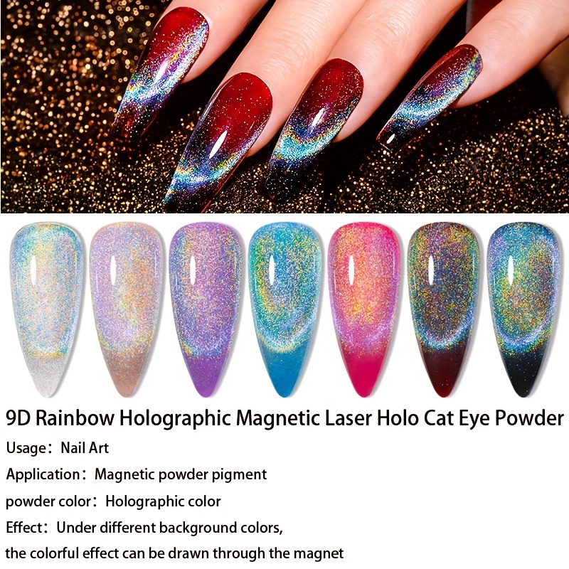 Rainbow Effect Nail Powder Holographic Pigment for Nail Polish
