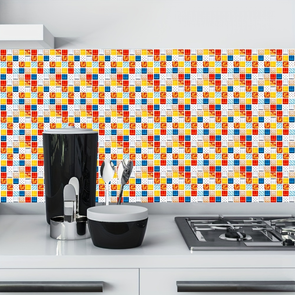 10 Pezzi Adesivi Per Piastrelle Colorati, Adesivi Backsplash Impermeabili  Autoadesivi A Scacchi Decorazione Domestica Adesivi Decorativi Rimovibili Per  Piastrelle Adesivi Per Piastrelle Per Scale Decalcomanie Da Parete