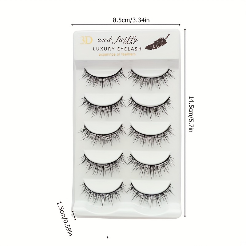 5 Pairs Natural Look False Eyelashes Fluffy Curling Crossed Lashes