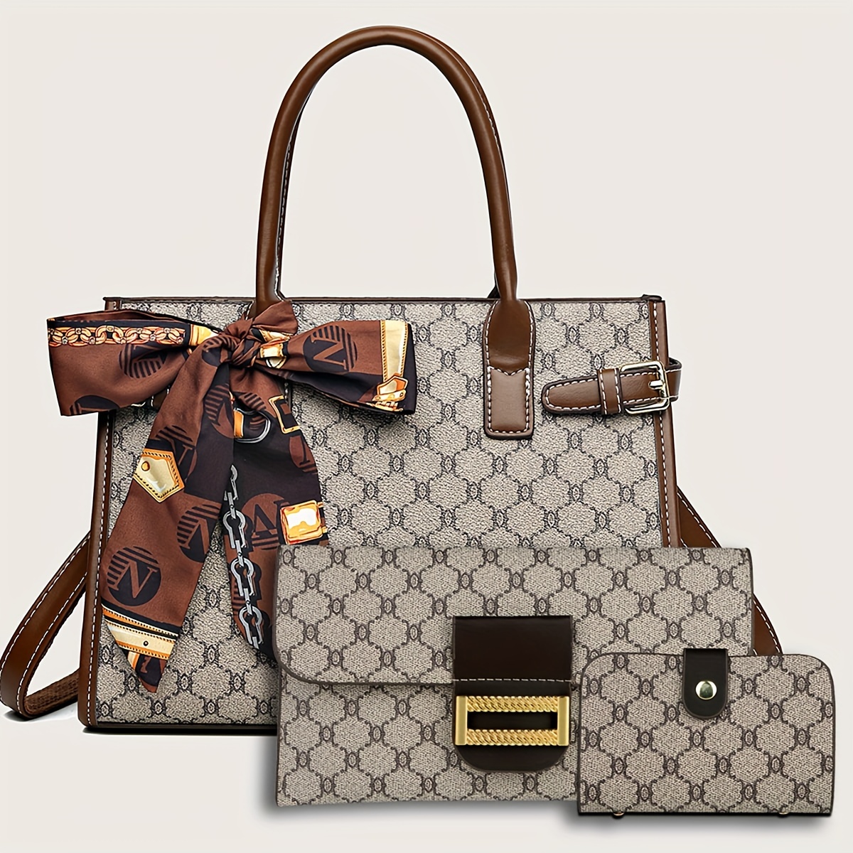 3pcs/set Vintage Fashion Women's Geometric Pattern Handbags