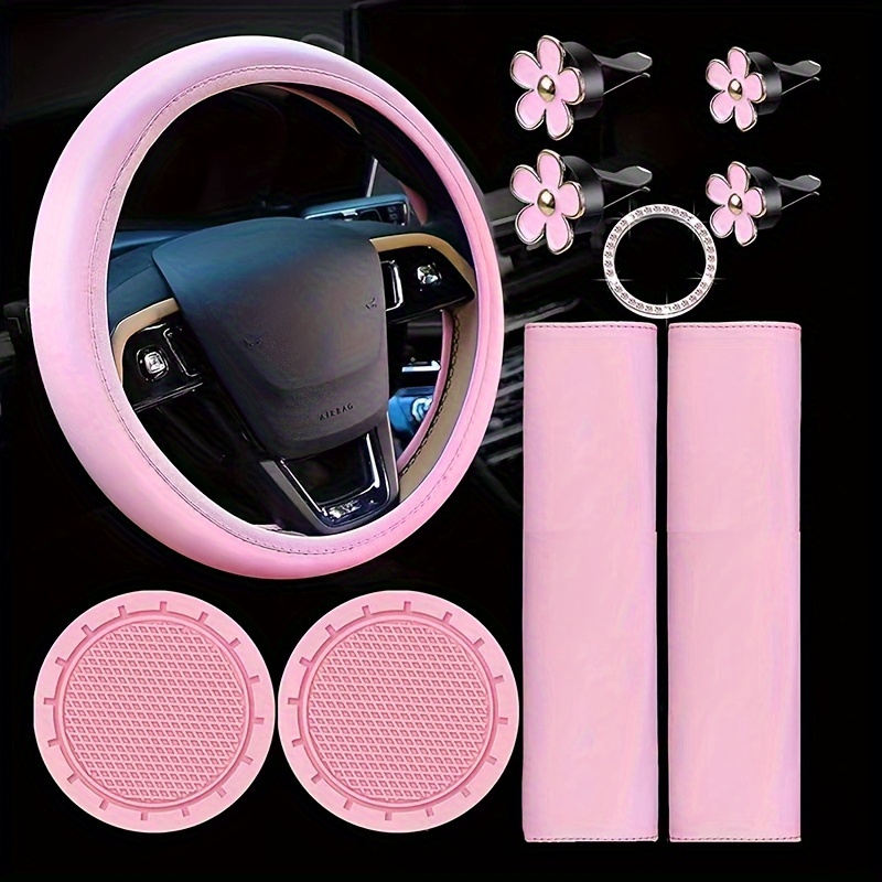 Couvre volant auto rose - Couvre-volant voiture rose pas cher