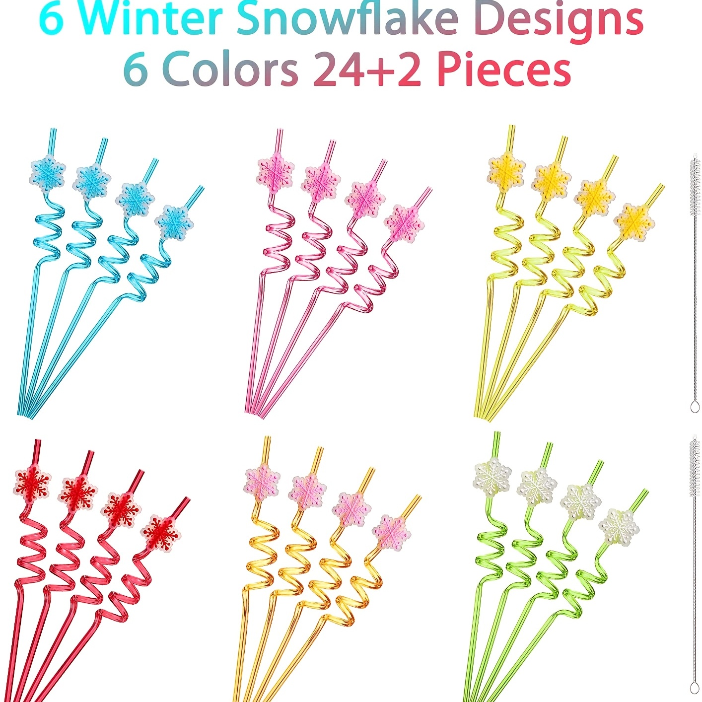 Snowflake Straws - Winter Frozen Birthday Party Decorations, Winter Wonderland Snowflake Straws, Baby Shower Snowflake Party Straws, Birthday