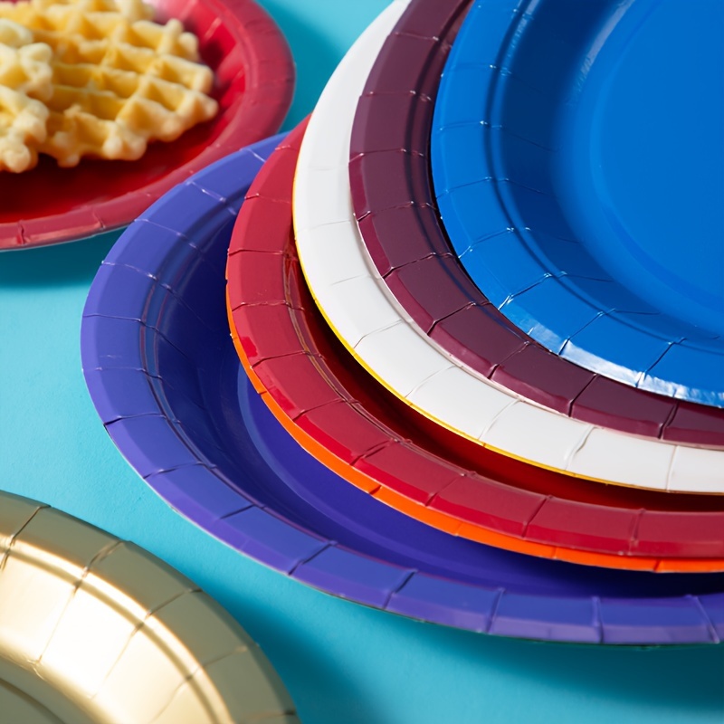 DIMEGON 100PCS Disposable Paper Plate Color Paper Plate 7Inch Round DIY  Disposable Colorful Plate Paper Dish for Dessert Plates Birthday Party