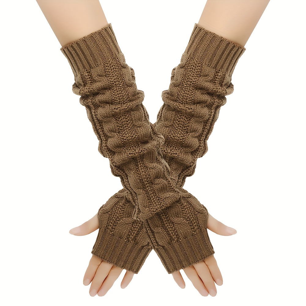 Long Fingerless Gloves Women Mitten Winter Arm Warmer - Temu Canada