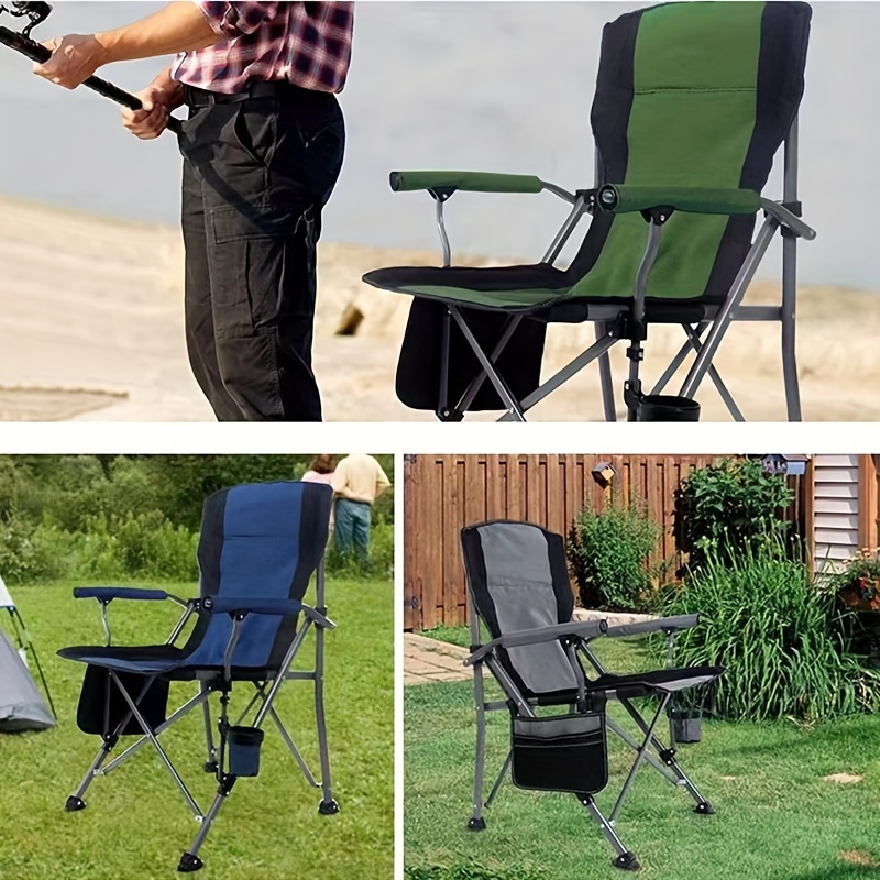  Camping Chair Fishing Chair Folding Chairs Camping Outdoor High  Back Camping Chair Portable Folding Seat With Mesh Backrest Camping Fishing  Stool With Quilted Pillow Lawn Chairs Outside ( Color : Blac 