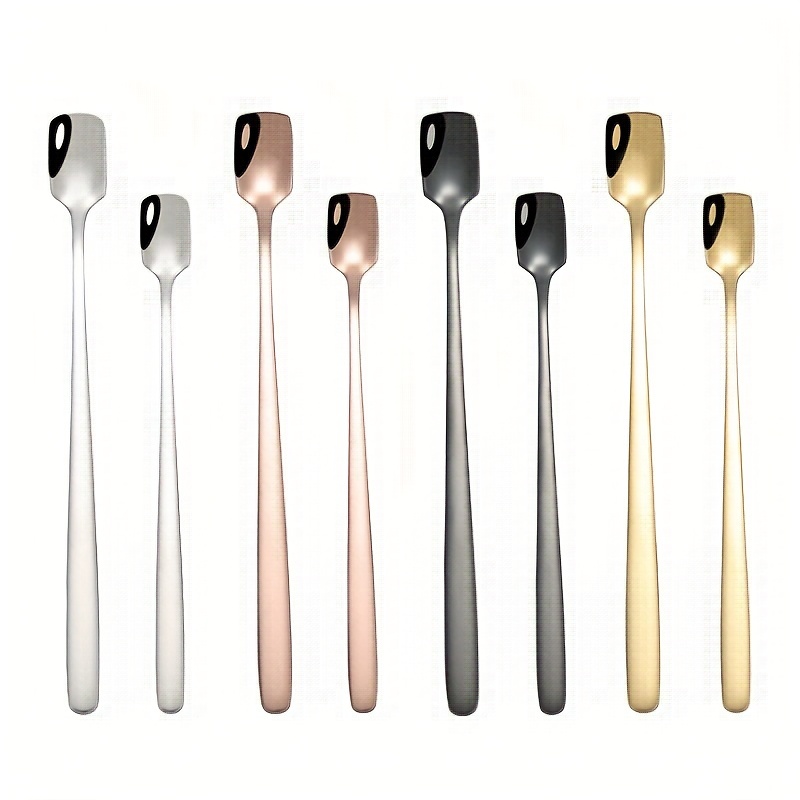 Stainless Steel Square Head Spoon Long Handle Stirring Spoons