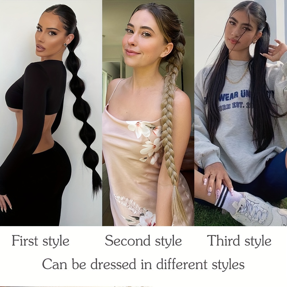 Long Straight Ponytail Extension Ponytail Hair Extensions Temu