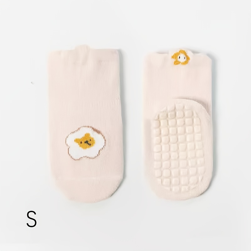 3 Pairs Baby Girl's Non Slip Socks - Animal Pattern Bottom Rubber Dot