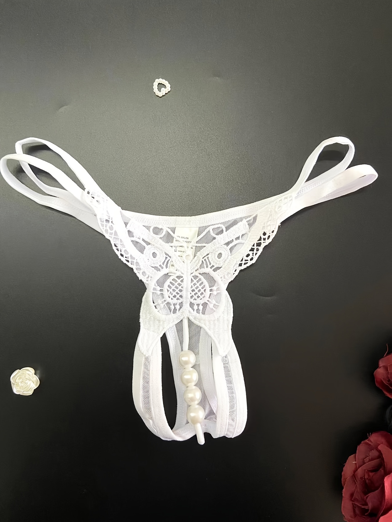 Sexy Butterfly Embroidery Thongs Sheer Mesh Panties Open - Temu