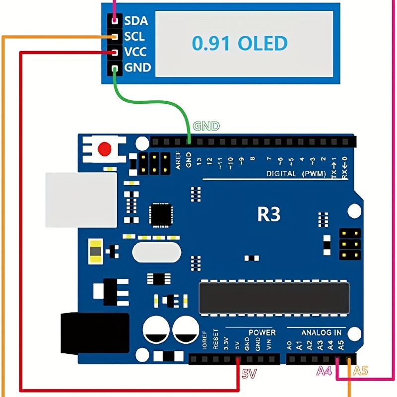 Boost Your Arduino Project With 0.91 0.96 Oled Iic Display - Temu